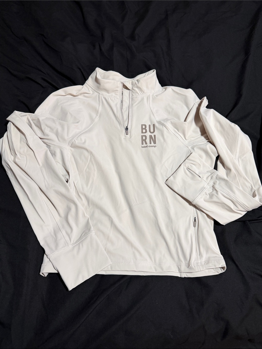 BURN Boot Camp Light Beige Quarter-Zip Pullover